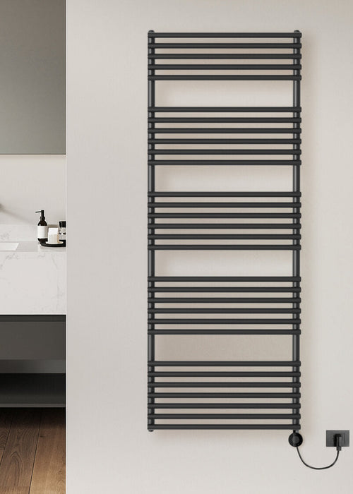 Scaldasalviette nero opaco WIFI presa sia a destra che sinistra