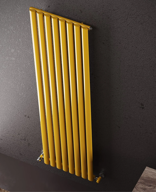 Radiatore termoarredo Cordivari Tamara verticale giallo, o in altri colori, in acciaio, design moderno per interni